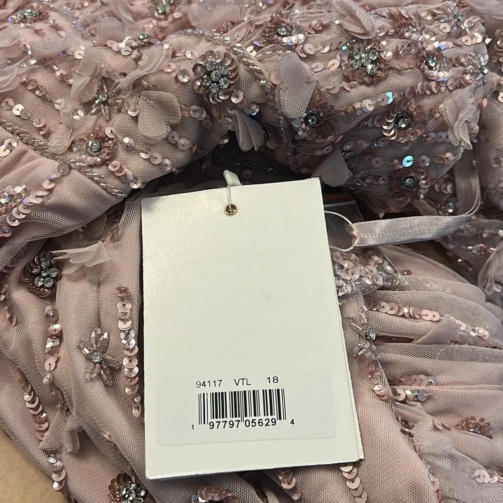 Mac Duggal Dusty Rose Beaded Midi Dress - Picture 4 of 7